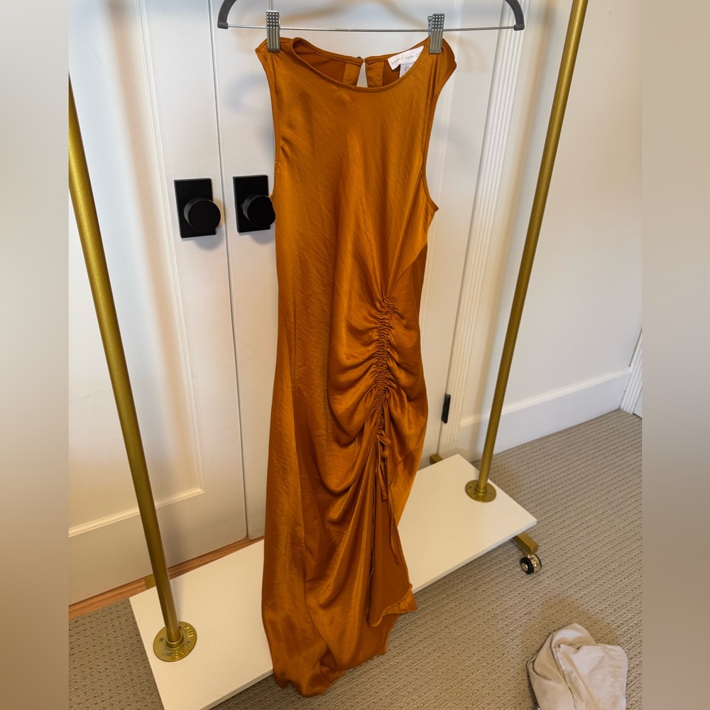 Elegant Ruched Orange Dress